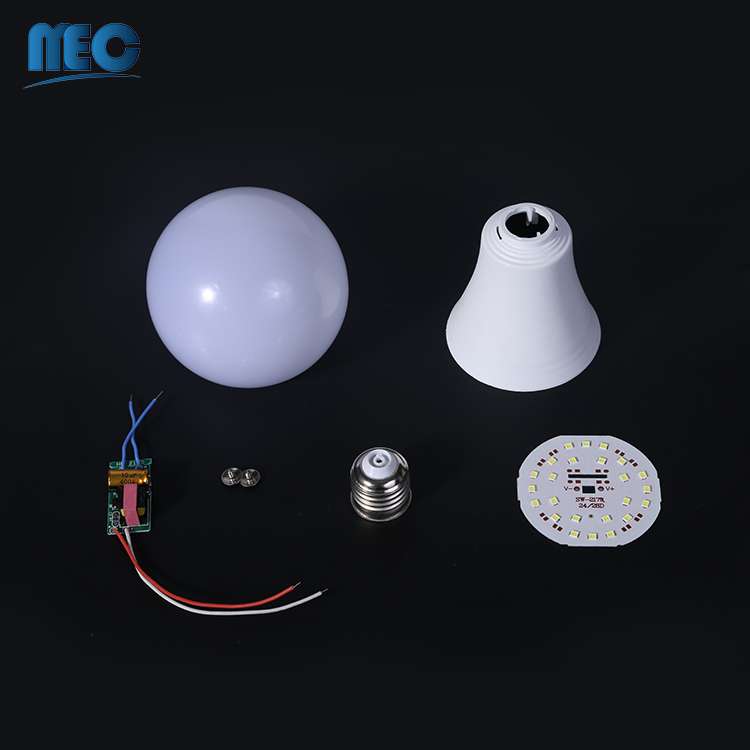 High quality 5w e27 b22 led bulb light accessories skd parts plastic aluminum housing driver pcb board